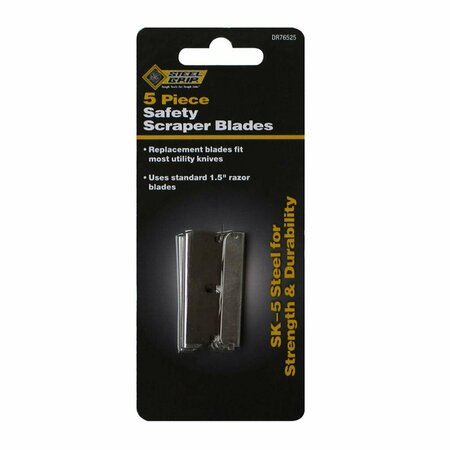 PROTECTIONPRO 1.5 in. Steel Straight Edged Safety Scraper Blade, Gray - 5 Piece PR3332939